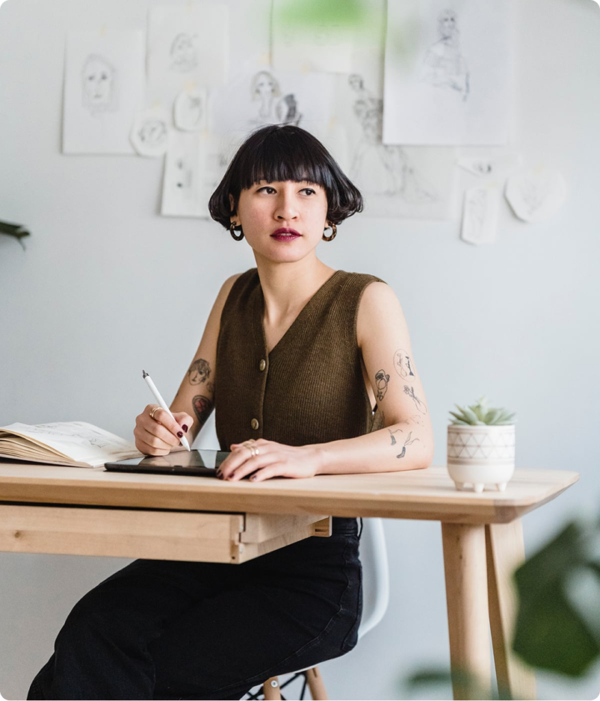 Girl sitting at a desk