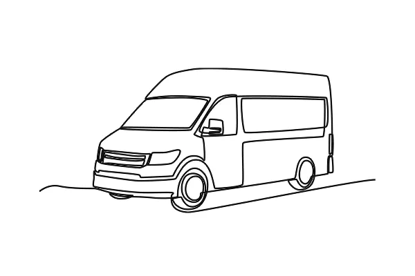 Line art sprinter van for laundry pickup and delivery